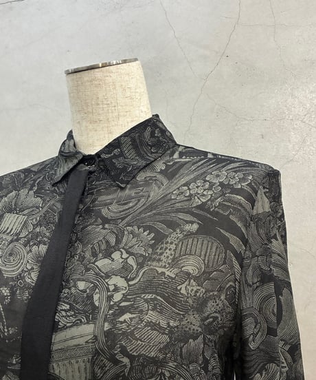 DIESEL Botanical Print Sheer Shirt BK