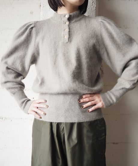 Stand Collar Angora Polo Knit GR