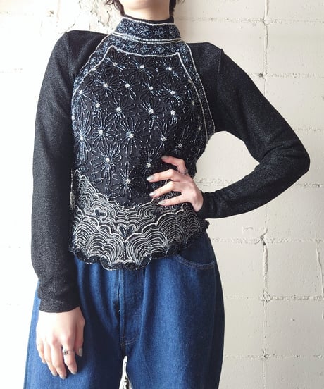 American Sleeve Sequin Vest BK