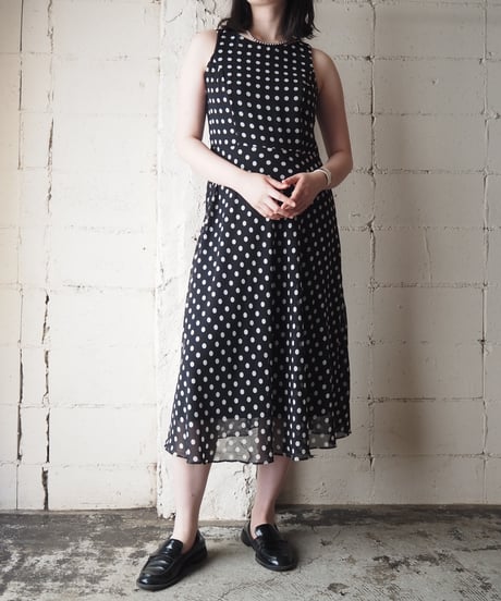 Made in USA Polka Dot Sleeveless Dress BKWH
