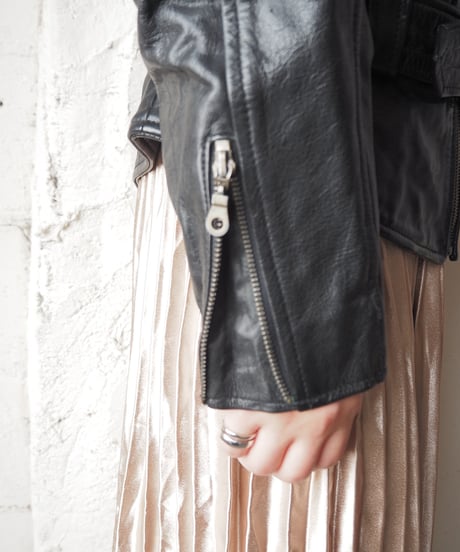 Stand Collar Zipup Leather Jacket BK
