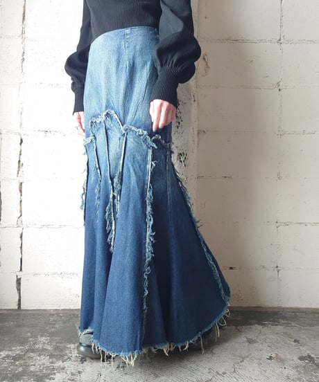 Mermaid Clashed Denim Skirt BL