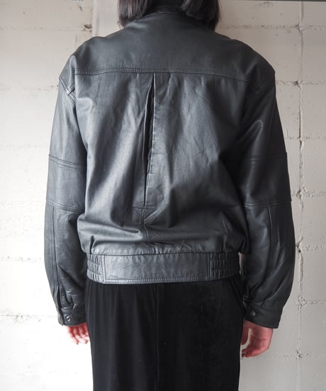 ROUNDTREE&YORKE Double Collar Leather Jacket BK
