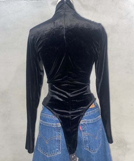 Velour Turtle Neck Body Suit BK