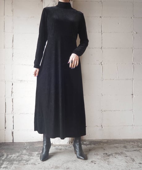 Mock Neck Velour Dress BK