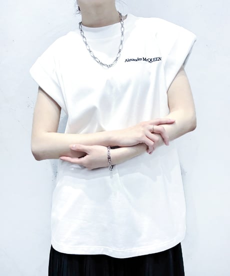 Alexander McQUEEN N/S Padded Logo Tee WH