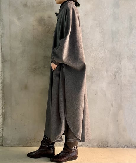 Rib Design Poncho Coat GR