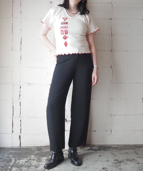 Remake 1950-60's Angora Knit Top With Patchs IV RE