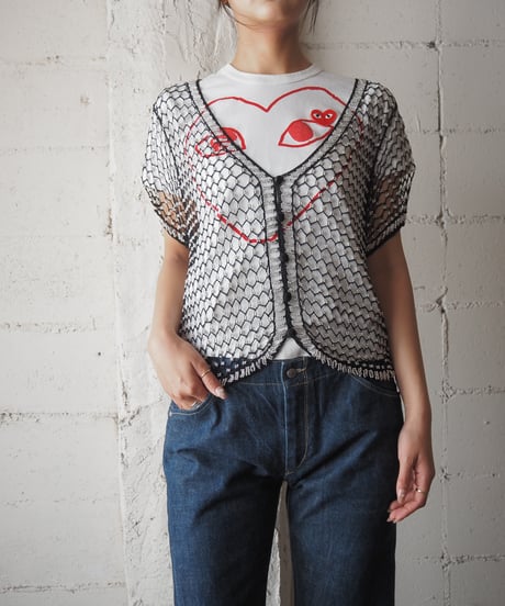 S/S Crochet Beads Cardigan BKSV