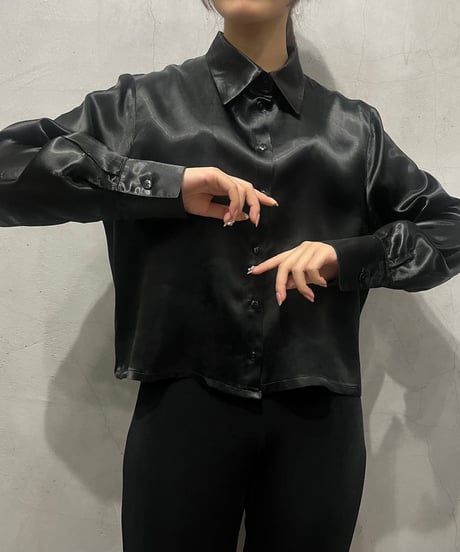 Cropped Satin Shirt BK
