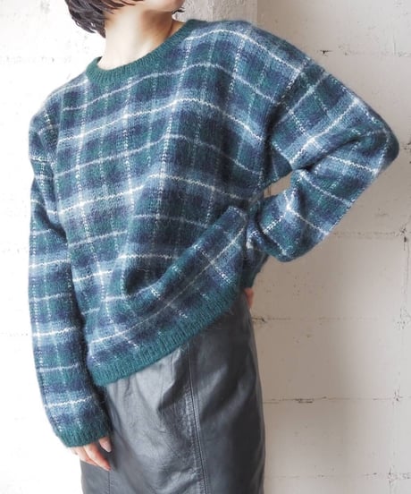 Check Mohair Crew Neck Sweater GNNV