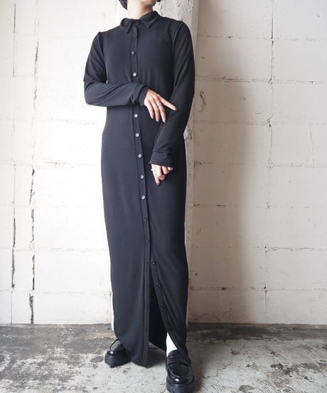 Long Stretch Shirt Dress BK