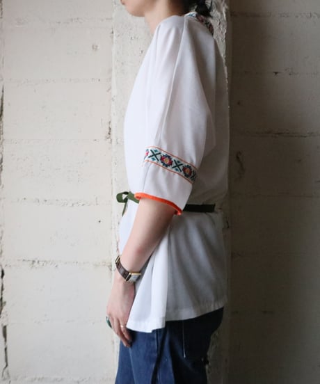 Embroidery × String Design Blouse WH