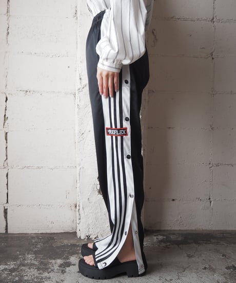 Side snap Button Track Pants BK WH