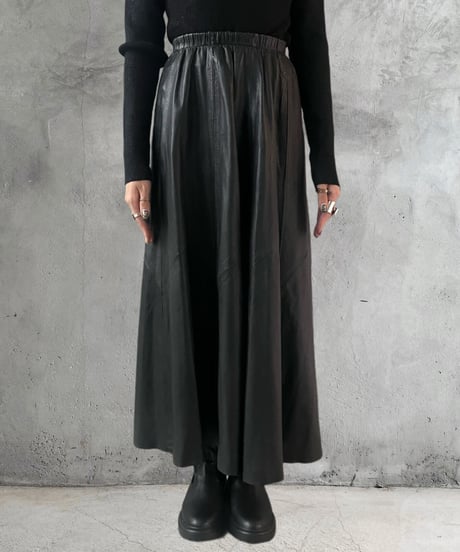 Flared Leather Skirt BK