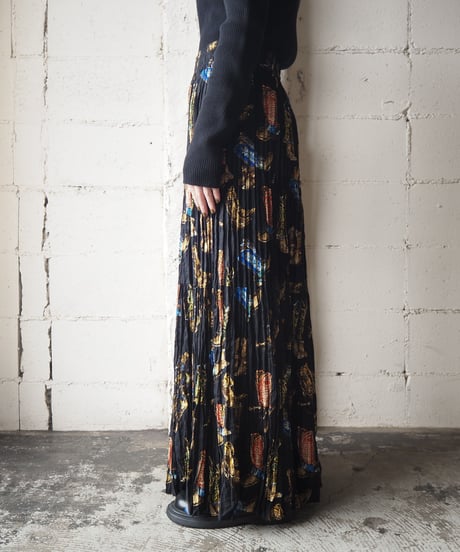 Boots Pattern Tiered Skirt BK