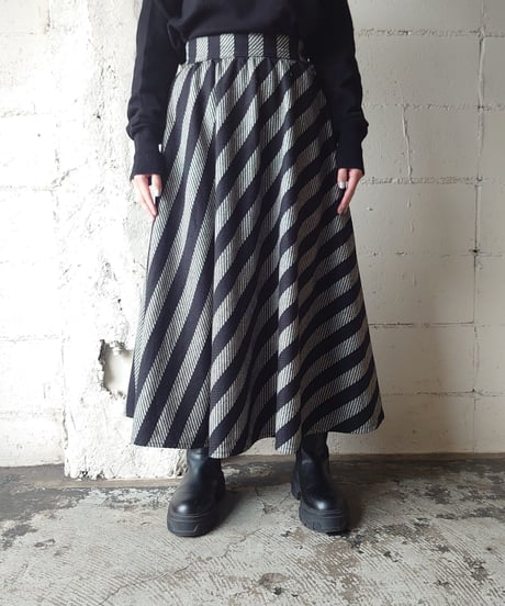 Stripe Flared Vintage Skirt BKGR