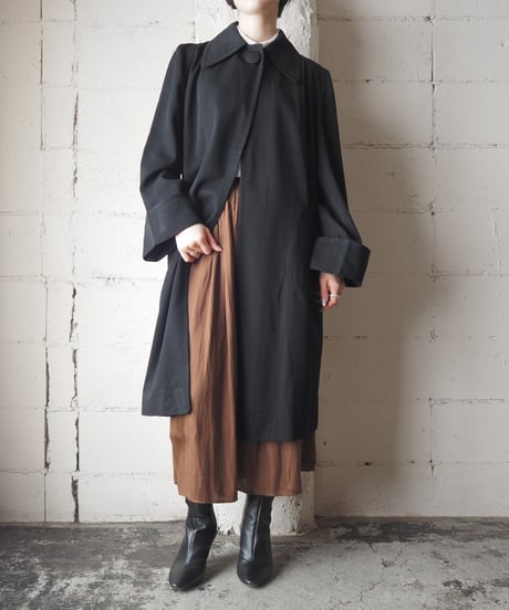 1960's Vintage Lytton's Big Collar Long Coat BK