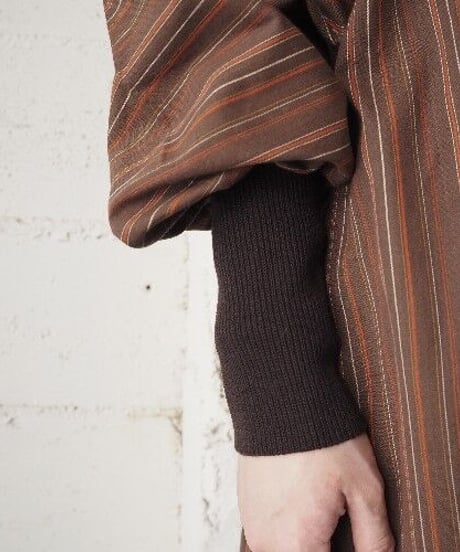 Long Rib Stripe Shirt Dress BR