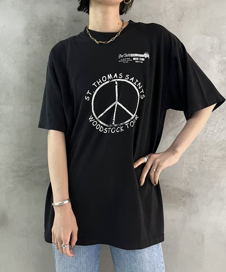 Peace Mark Printi T Shirt BKWH
