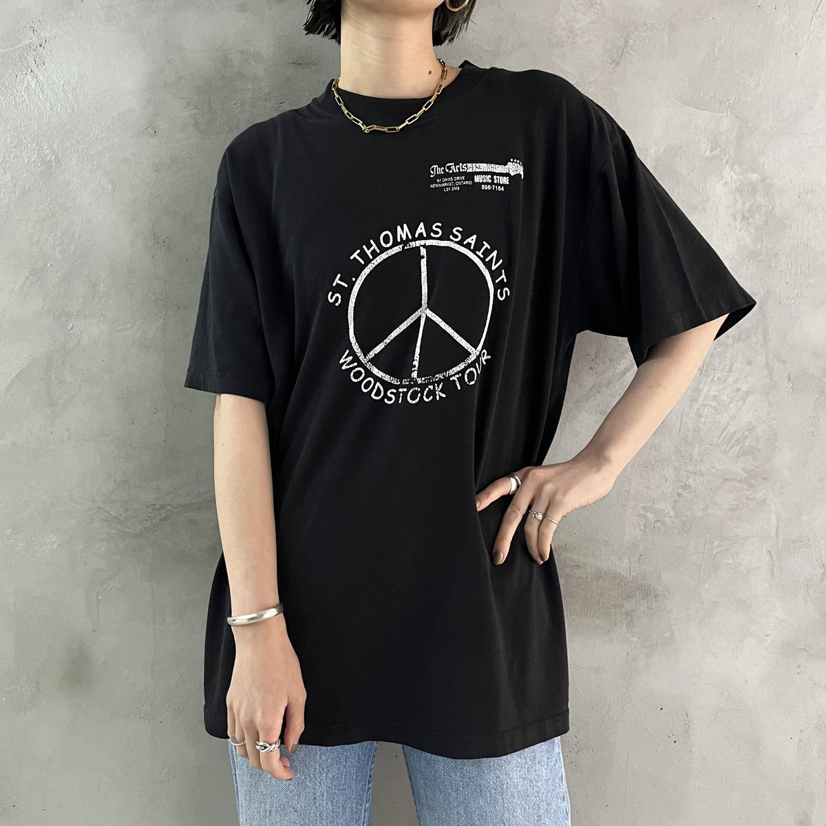 Peace Mark Printi T Shirt BKWH | Orfeo