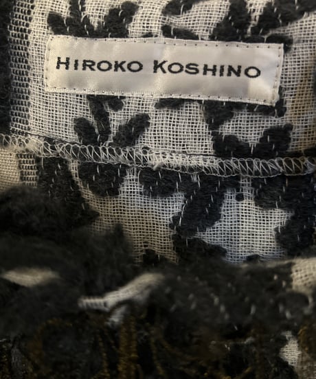 HIROKO KOSHINO Lace Layered Pattern Dress BK WH BR