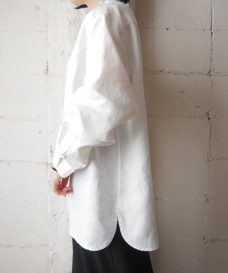 LAUREN Band Collar Linen Shirt WH