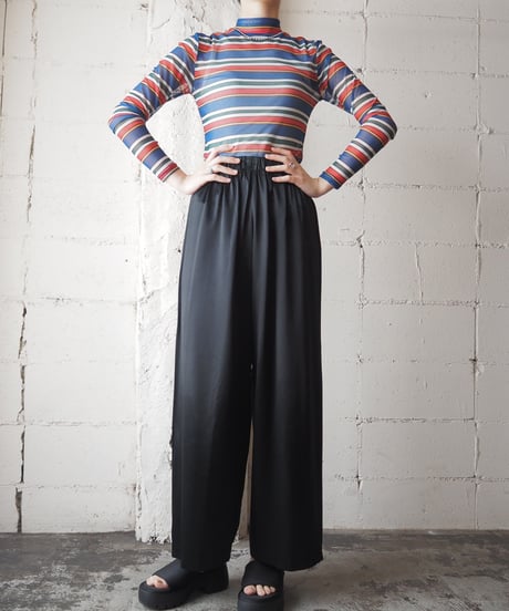 Multi Color Stripe Mock neck Sheer L/S BLRE
