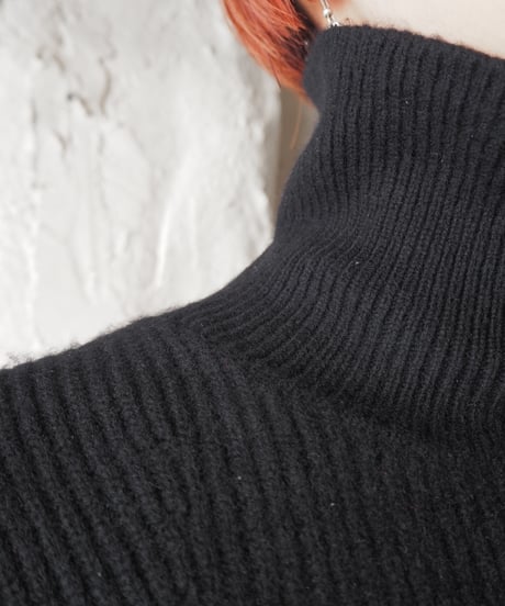 Leg of Mouton Sleeve Tricolore  High Neck Rib Sweater BKREYE