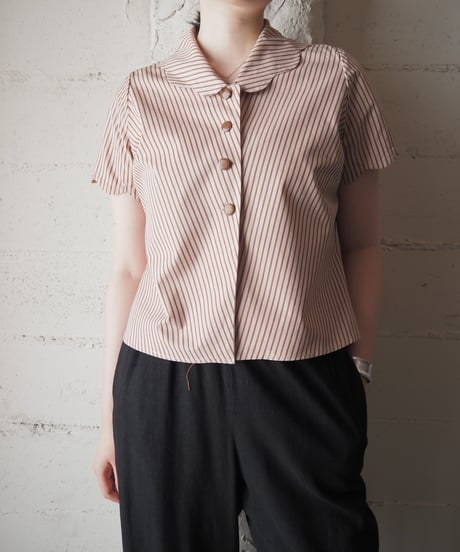 1950-60's Stripe Peter Pan Collar Blouse BEBR
