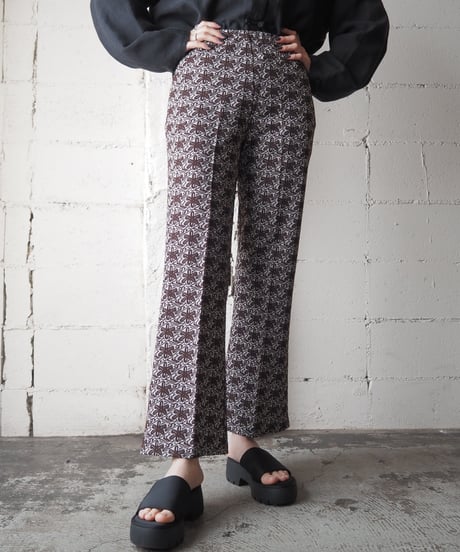 1970's Flower Pattern Flared Easy Pants BRWH