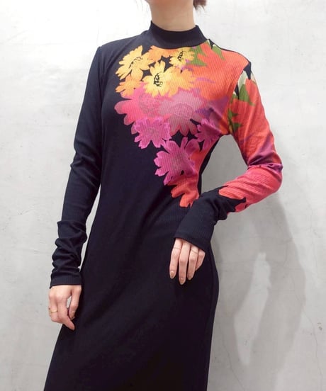 Desigual  Flower Print L/S Dress BK PI