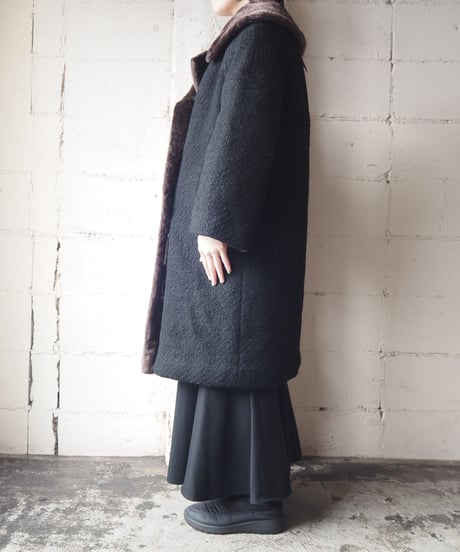 1960's Fake Fur Linig Double Breasted Coat BKBR