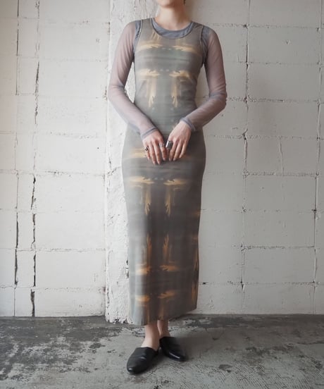 1990's France Marble Pattern Sleevelss Dress KAYE