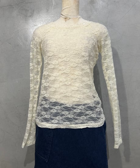 Long Sleeve Crew Neck Lace Tops IV