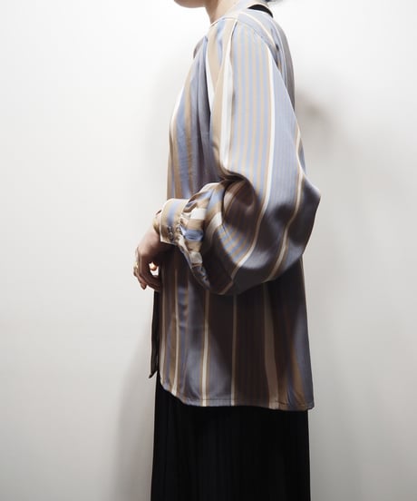 Turnover Collar Stripe Blouse BRBL