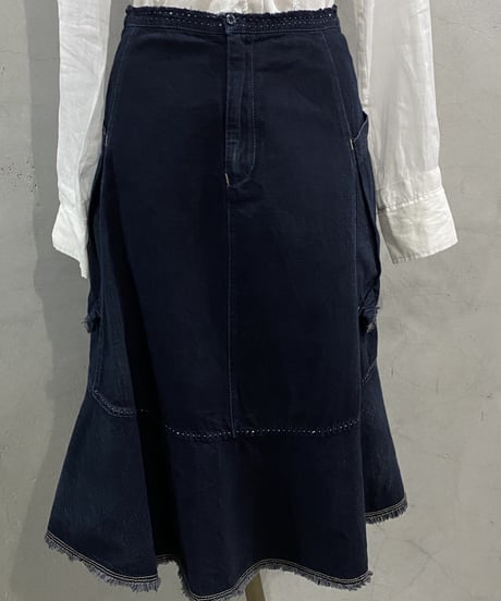 MARITHE FRANCOIS GIRBAUD Side Pockets Design Denim Skirt DNV