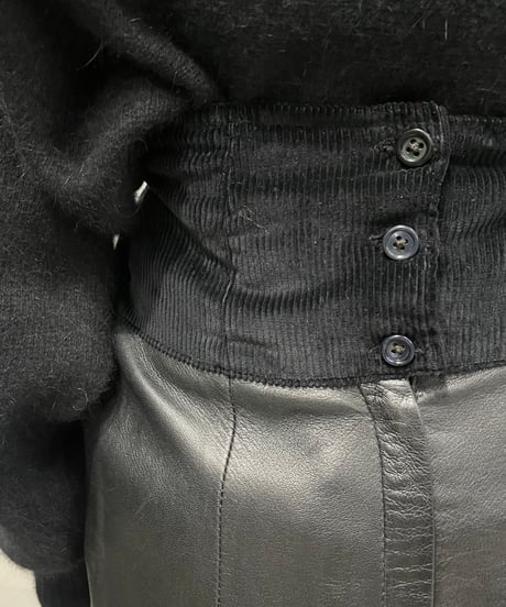 Leather×Corduroy Tight Skirt BK