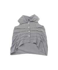 N/S Big Collar Sheersuker Design Tops GR WH