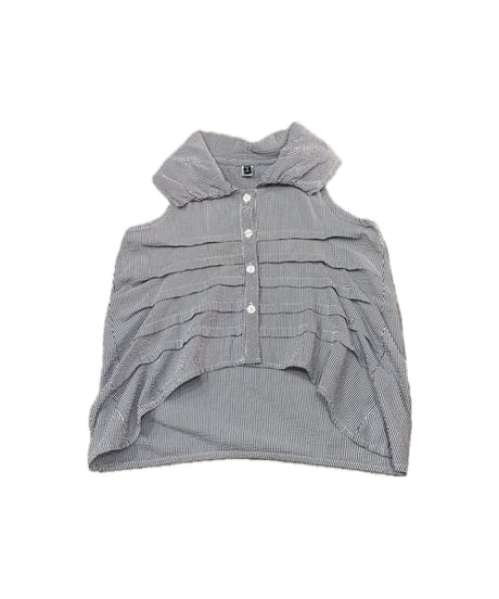 N/S Big Collar Seersuker Design Tops GR WH