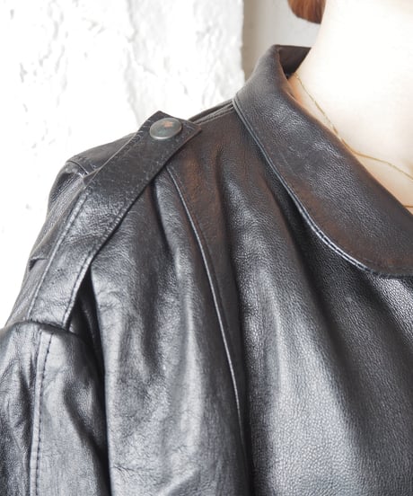 CERRUTI 1881 Tuck Design Asymmetry Leather Jacket BK