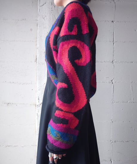 Pattern Short Cardigan BKOR