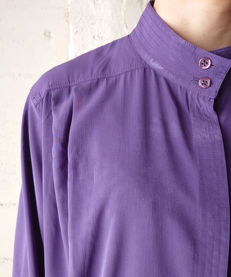 Stand Collar Tuck Blouse PUR