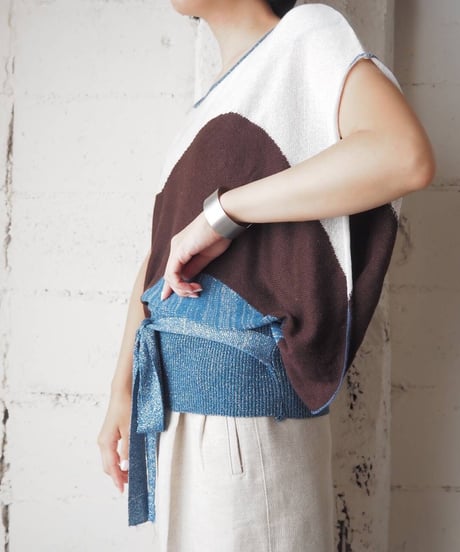 Panel Pattern Lame Mix Knit BLBRWH