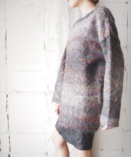 Mix Yarn Side Slit Mohair Knit GRPI
