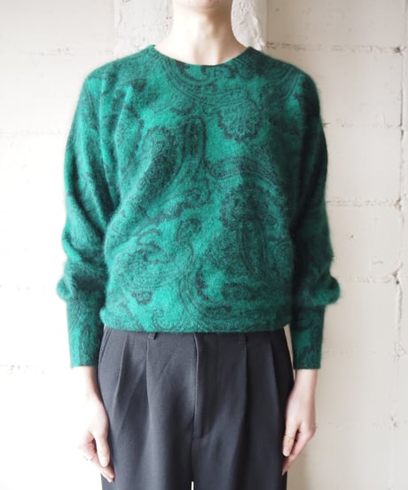 Paisley Print Angora Mix Sweater GN