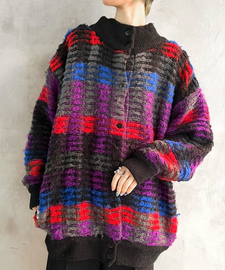 Check Pattern Knit Blouson BKREPUR