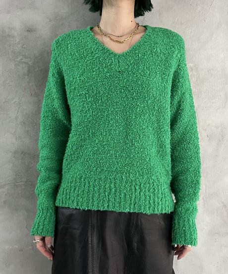 1970's Vneck Hem Rib Knit GN