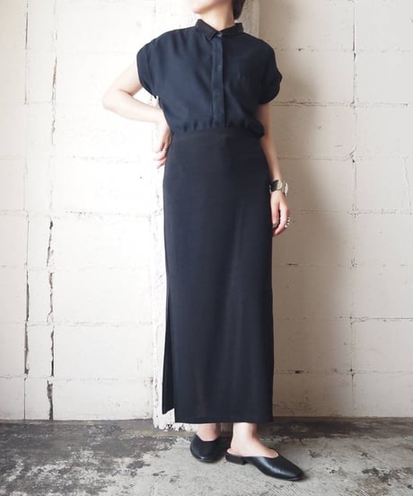 Satin Collar S/S Shirt BK