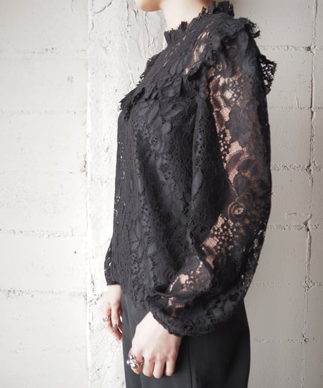 Frill Collar Lace Blouse BK